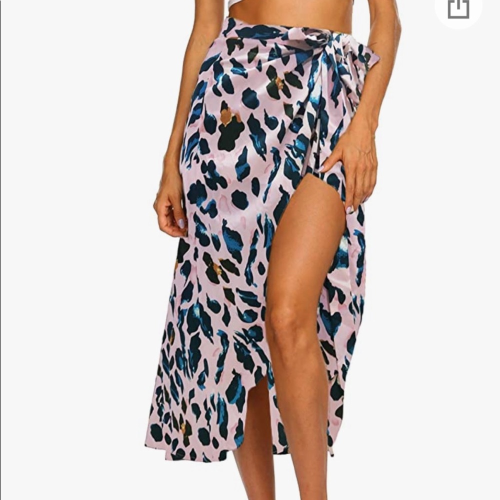 Light pink leopard print wrap skirt